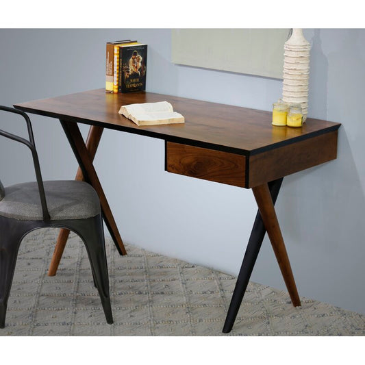 Two Tone Criss Cross Wooden Desk By Homeroots | Desks | Modishstore