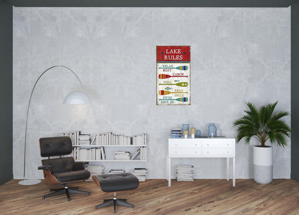 Vintage Boat Oars Lake Rules XL Wall Art By Homeroots | Wall Decor | Modishstore - 2