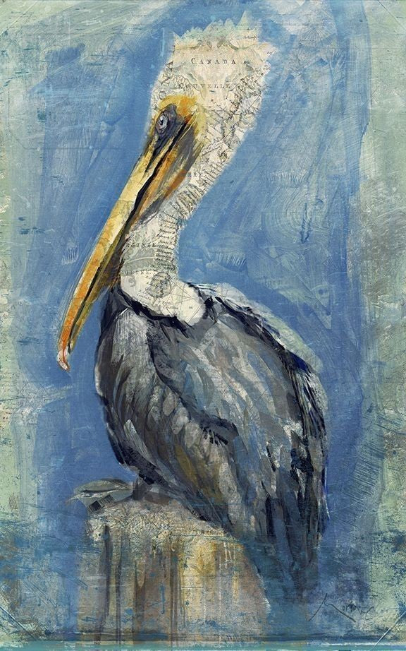 Blue Watercolor Pelican XL Wall Art By Homeroots | Wall Painting | Modishstore