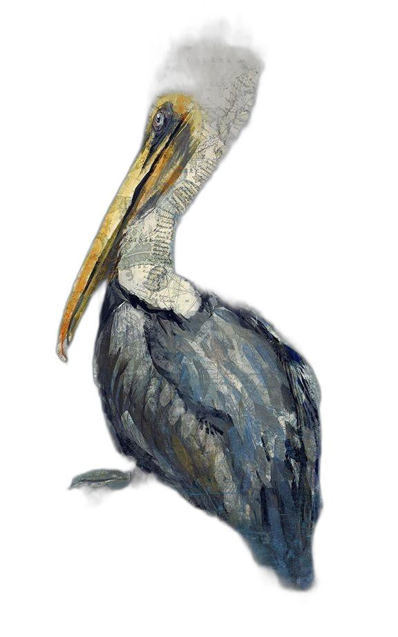 Blue Watercolor Pelican XL Wall Art By Homeroots | Wall Painting | Modishstore - 4