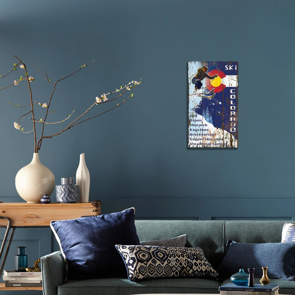 Skiing into the Colorado Flag Wall Art By Homeroots | Wall Decor | Modishstore - 2