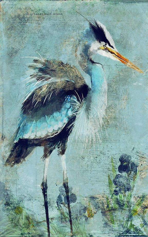Blue Watercolor Heron Wall Art By Homeroots | Wall Painting | Modishstore