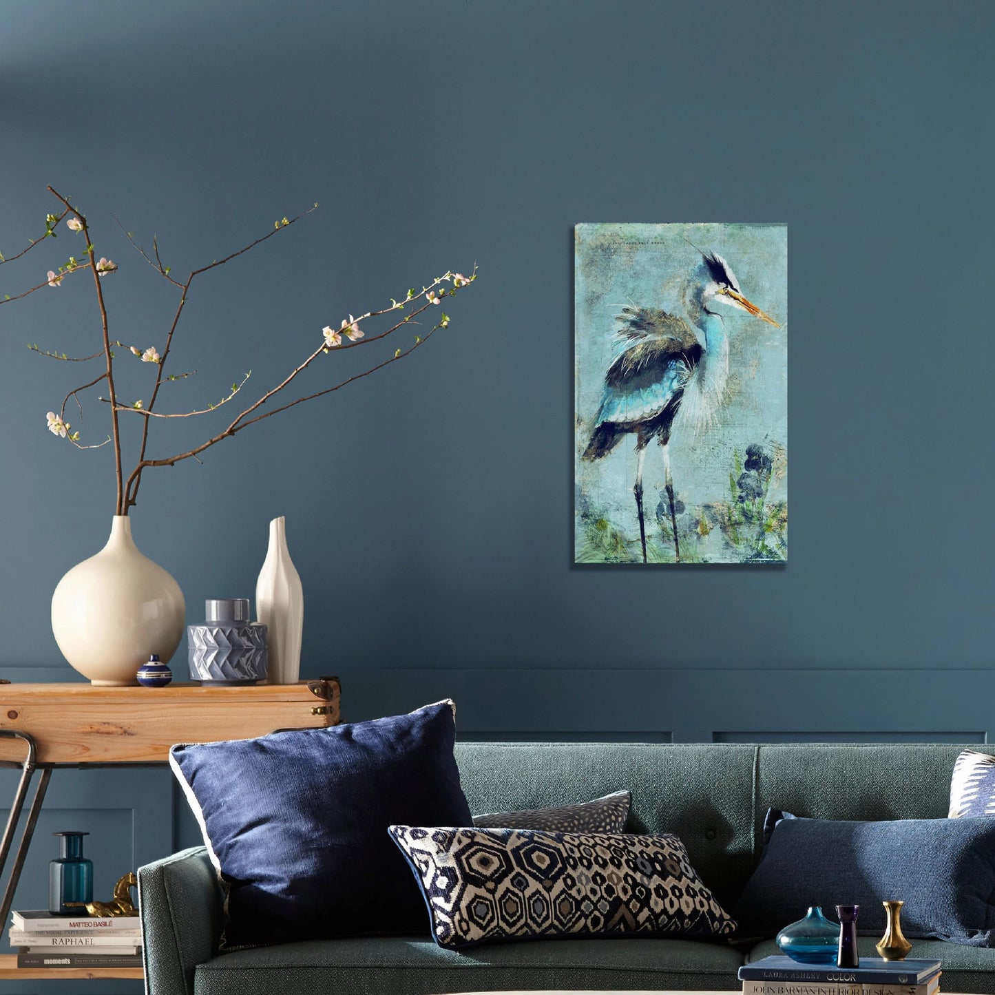 Blue Watercolor Heron Wall Art By Homeroots | Wall Painting | Modishstore - 2