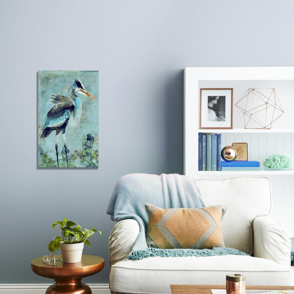 Blue Watercolor Heron Wall Art By Homeroots | Wall Painting | Modishstore - 3