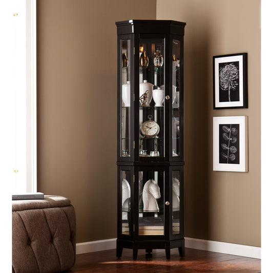 Elegant Black Lighted Curio Cabinet By Homeroots | Cabinets | Modishstore