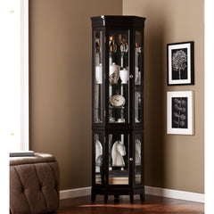 Elegant Black Lighted Curio Cabinet By Homeroots