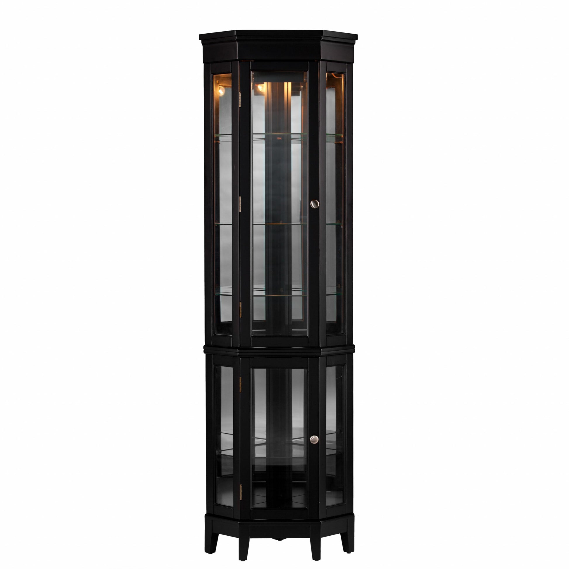 Elegant Black Lighted Curio Cabinet By Homeroots | Cabinets | Modishstore - 3