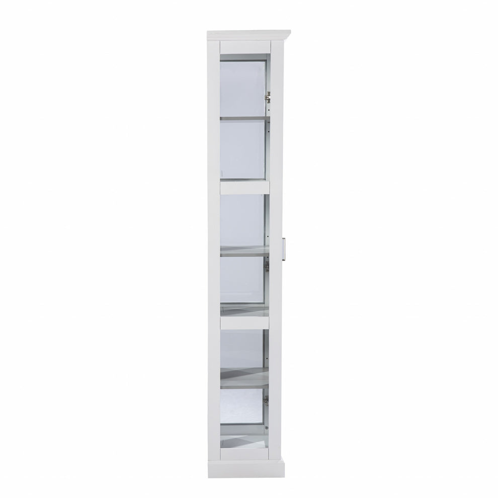 White Cornice Molding Curio With Glass Door By Homeroots | Cabinets | Modishstore - 6