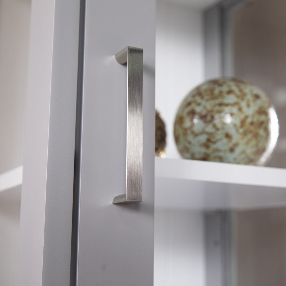 White Cornice Molding Curio With Glass Door By Homeroots | Cabinets | Modishstore - 11