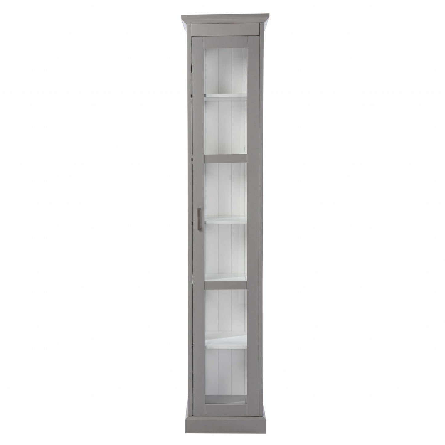 White Cornice Molding Curio With Glass Door By Homeroots | Cabinets | Modishstore - 13