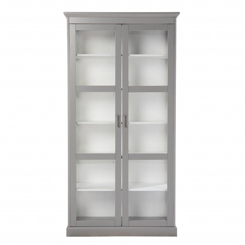 Gray Cornice Molding Double Door Curio Cabinet By Homeroots | Cabinets | Modishstore - 4