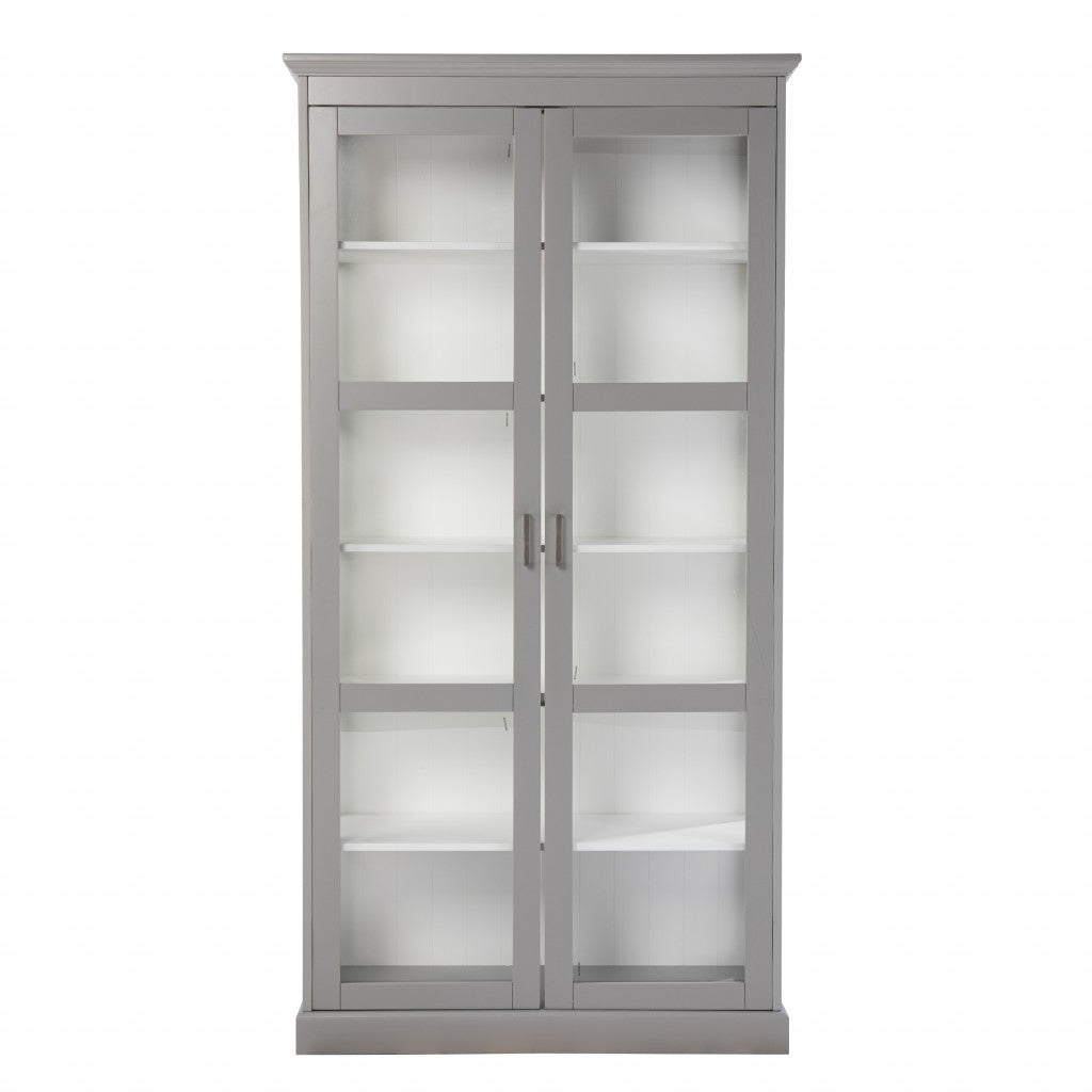 Gray Cornice Molding Double Door Curio Cabinet By Homeroots | Cabinets | Modishstore - 4