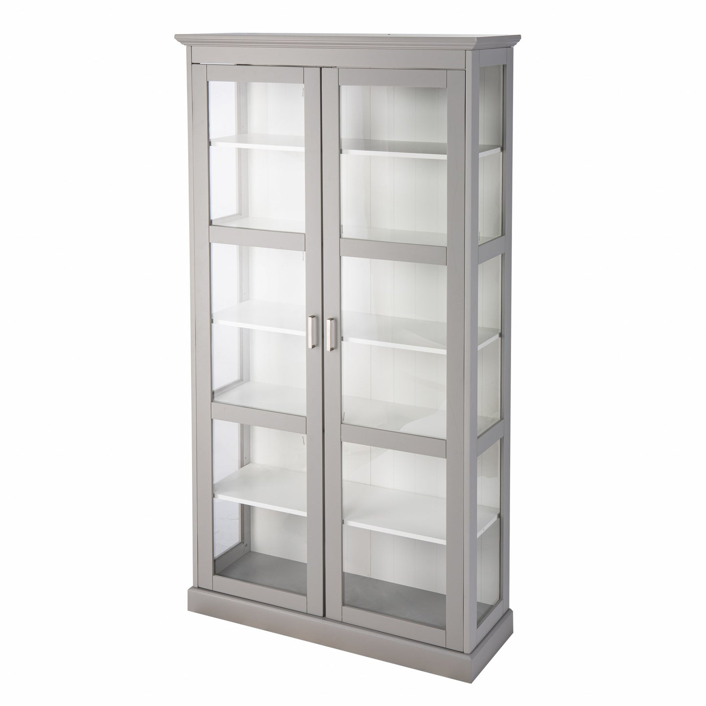 Gray Cornice Molding Double Door Curio Cabinet By Homeroots | Cabinets | Modishstore - 5