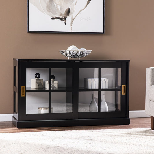 Dynasty Contemporary Black And White Low Curio Cabinet By Homeroots | Cabinets | Modishstore