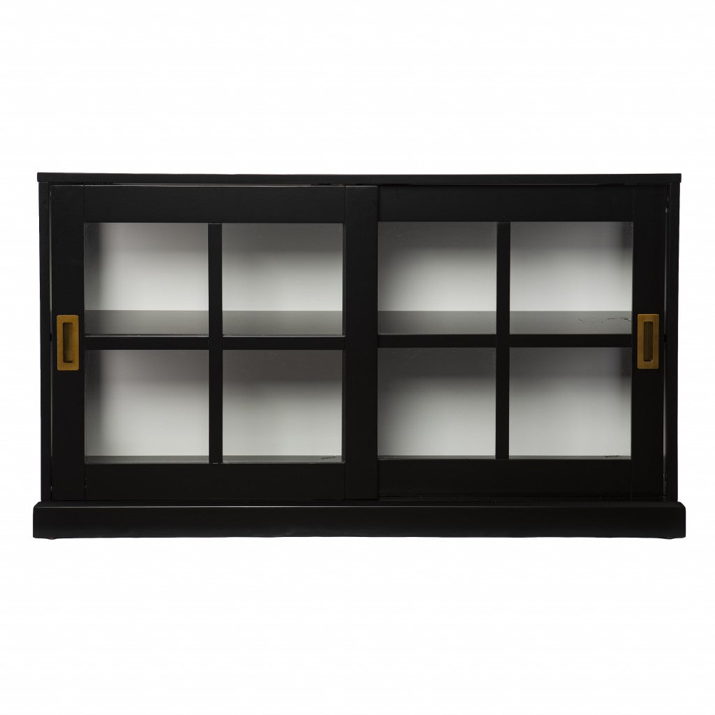 Dynasty Contemporary Black And White Low Curio Cabinet By Homeroots | Cabinets | Modishstore - 4