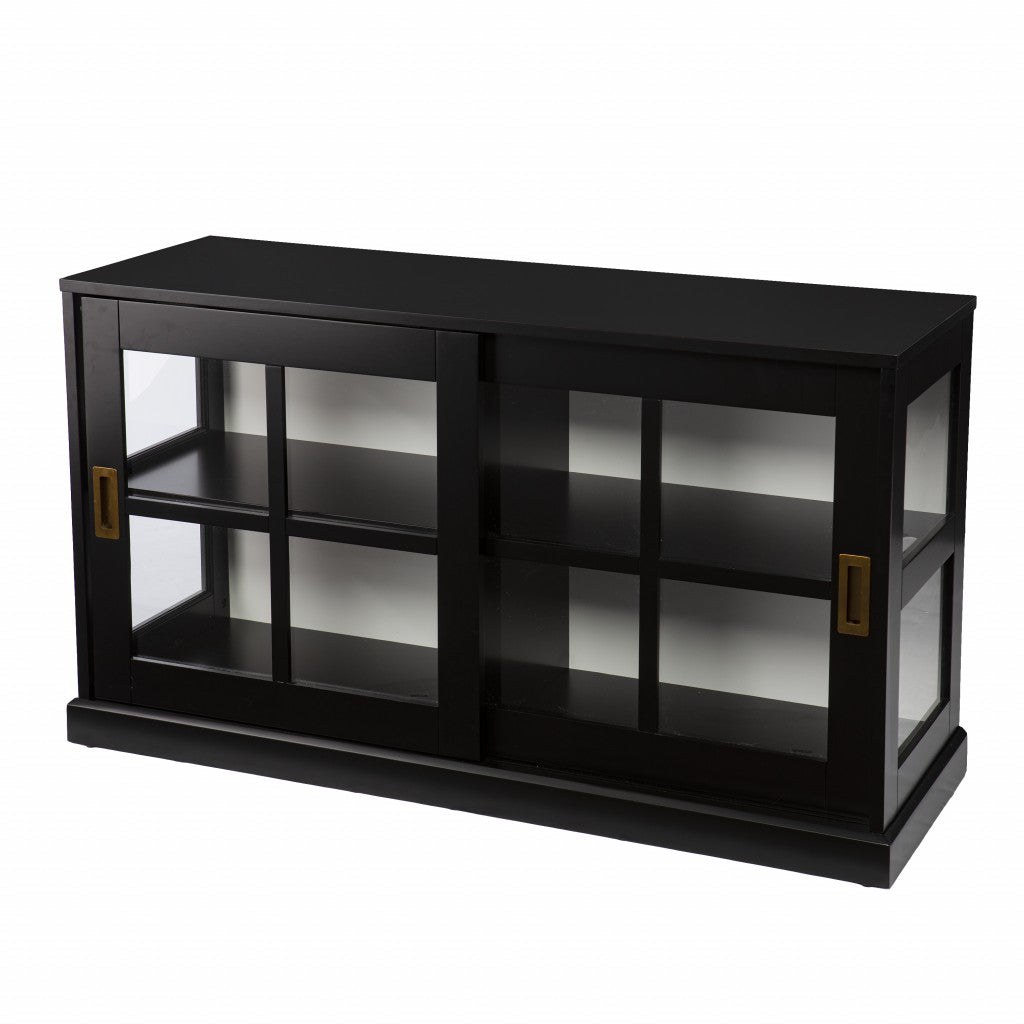 Dynasty Contemporary Black And White Low Curio Cabinet By Homeroots | Cabinets | Modishstore - 5