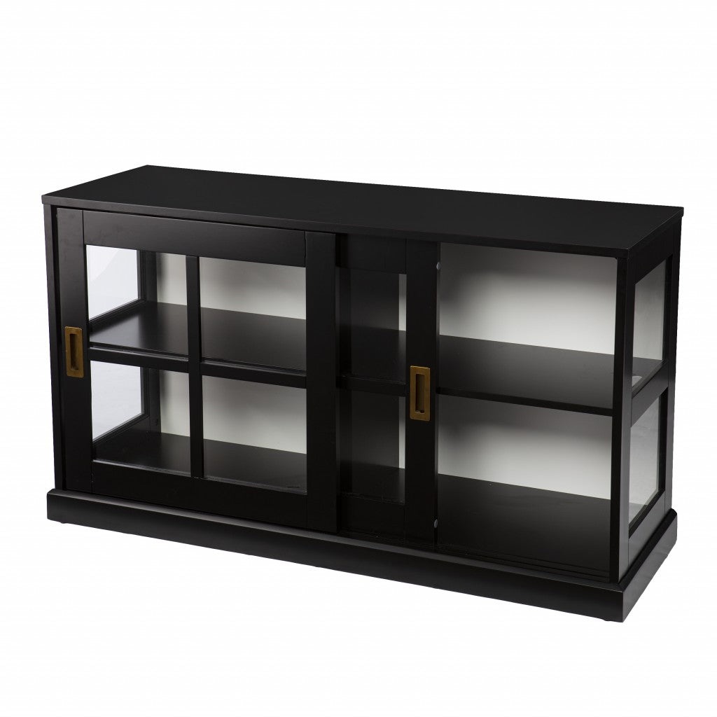 Dynasty Contemporary Black And White Low Curio Cabinet By Homeroots | Cabinets | Modishstore - 9