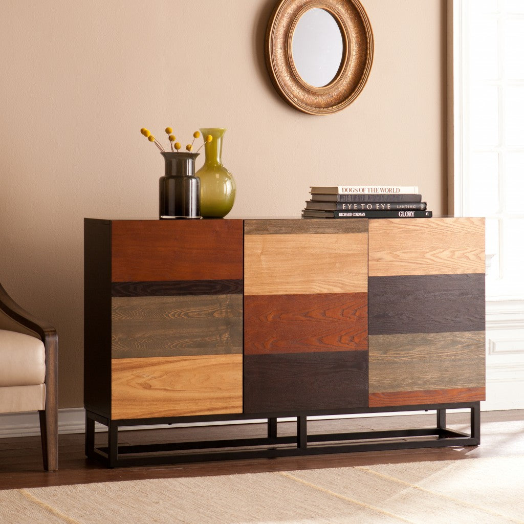 Patch Mid Century Mod Color Block Three Door Accent Cabinet By Homeroots | Cabinets | Modishstore