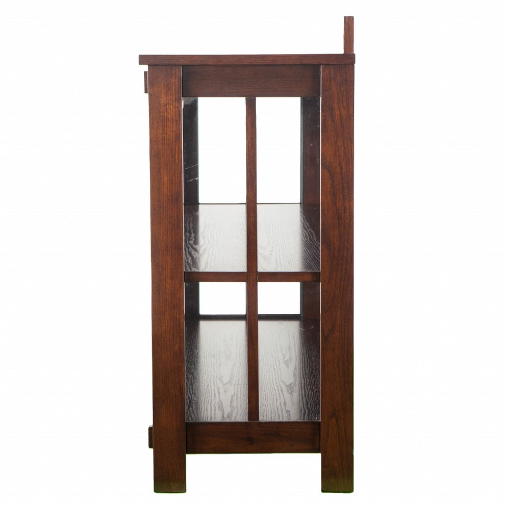 Earthy Mission Style Wood Slate And Glass Low Curio By Homeroots | Cabinets | Modishstore - 5