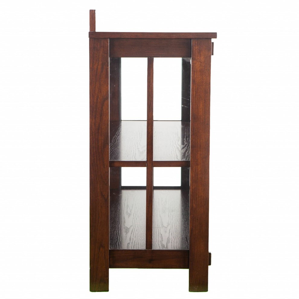 Earthy Mission Style Wood Slate And Glass Low Curio By Homeroots | Cabinets | Modishstore - 6
