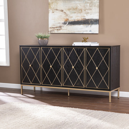 Black And Gold Harlequin Sideboard Storage Cabinet By Homeroots | Cabinets | Modishstore