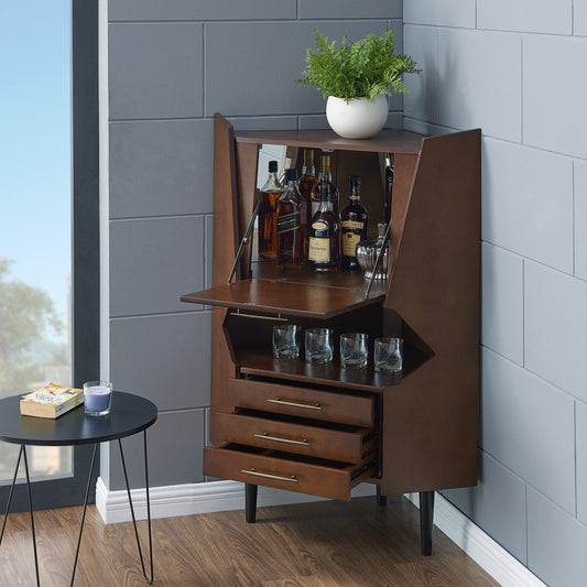 Cosmo Brown And Black Corner Bar Cabinet By Homeroots | Cabinets | Modishstore