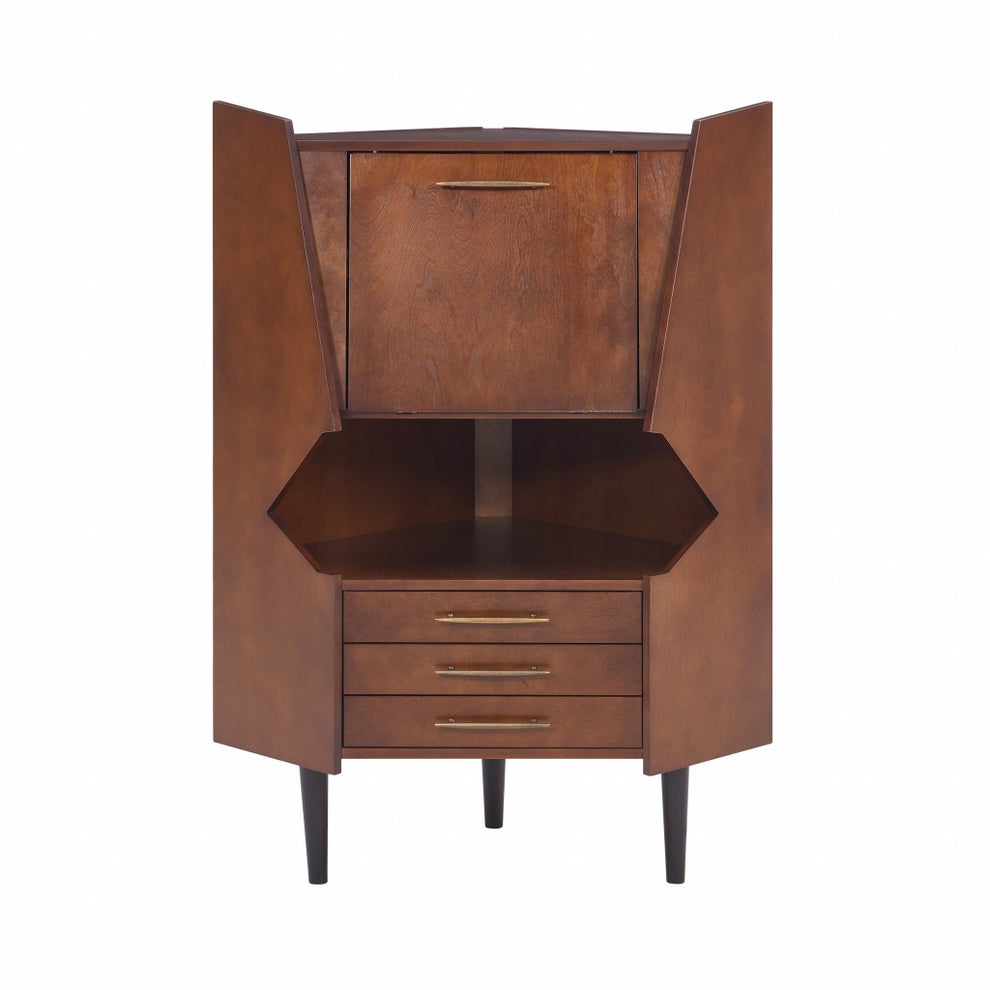 Cosmo Brown And Black Corner Bar Cabinet By Homeroots | Cabinets | Modishstore - 3