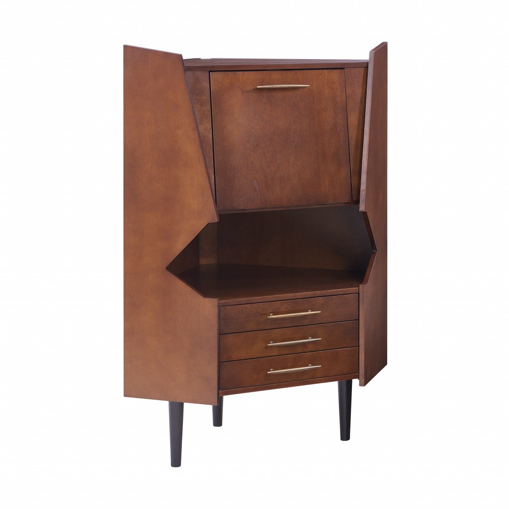 Cosmo Brown And Black Corner Bar Cabinet By Homeroots | Cabinets | Modishstore - 4