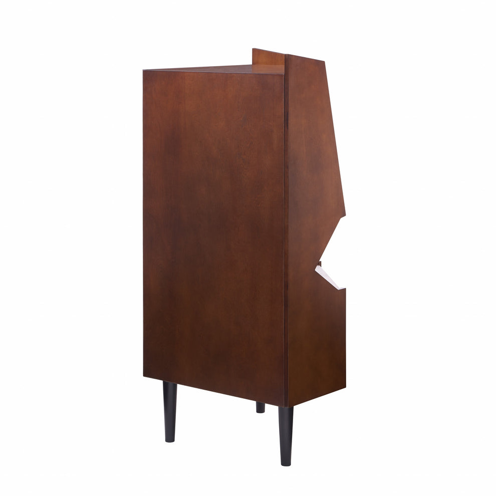 Cosmo Brown And Black Corner Bar Cabinet By Homeroots | Cabinets | Modishstore - 5