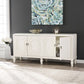 Antiqued White Geometric Lines Low Accent Cabinet Buffet By Homeroots | Sideboards | Modishstore - 3