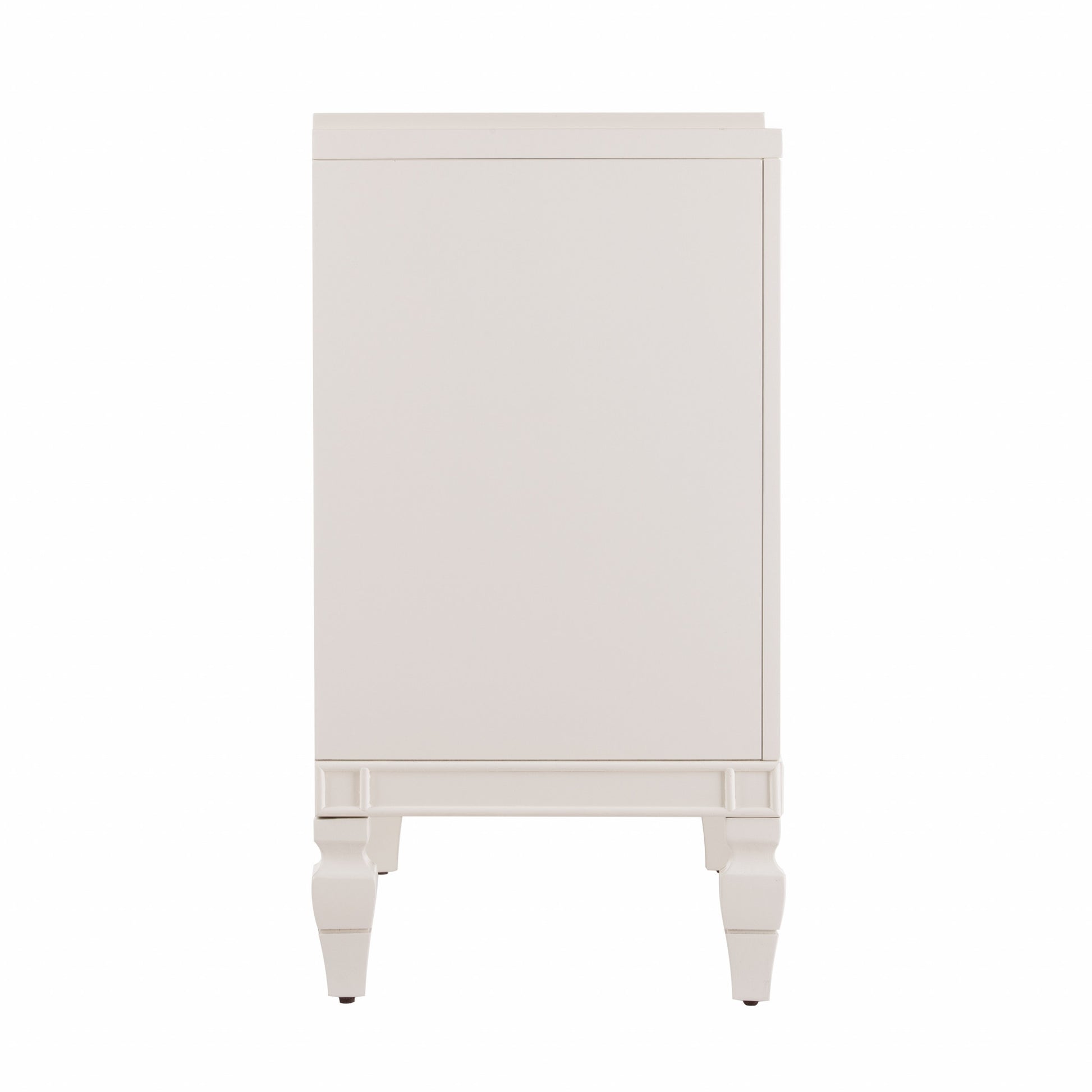 Antiqued White Geometric Lines Low Accent Cabinet Buffet By Homeroots | Sideboards | Modishstore - 6