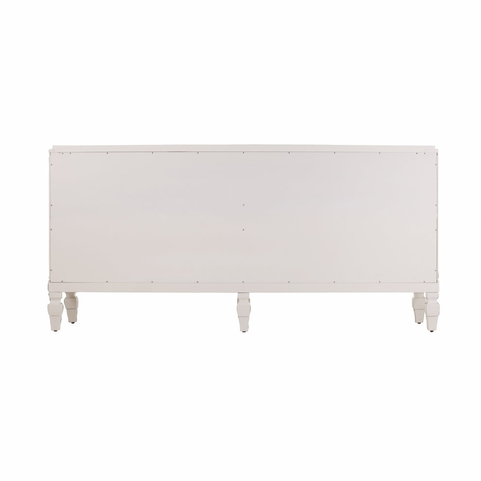 Antiqued White Geometric Lines Low Accent Cabinet Buffet By Homeroots | Sideboards | Modishstore - 7