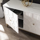 White And Gold Moroccan Dynasty Three Door Accent Cabinet By Homeroots | Cabinets | Modishstore - 2
