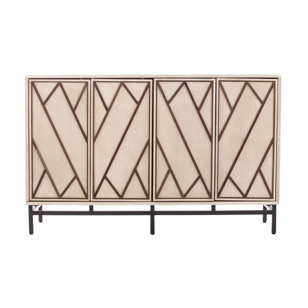 Champagne Deco Buffet Storage Cabinet By Homeroots | Sideboards | Modishstore - 4