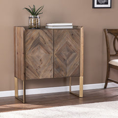 Mod Natural And Gold Reclaimed Wood Accent Cabinet By Homeroots