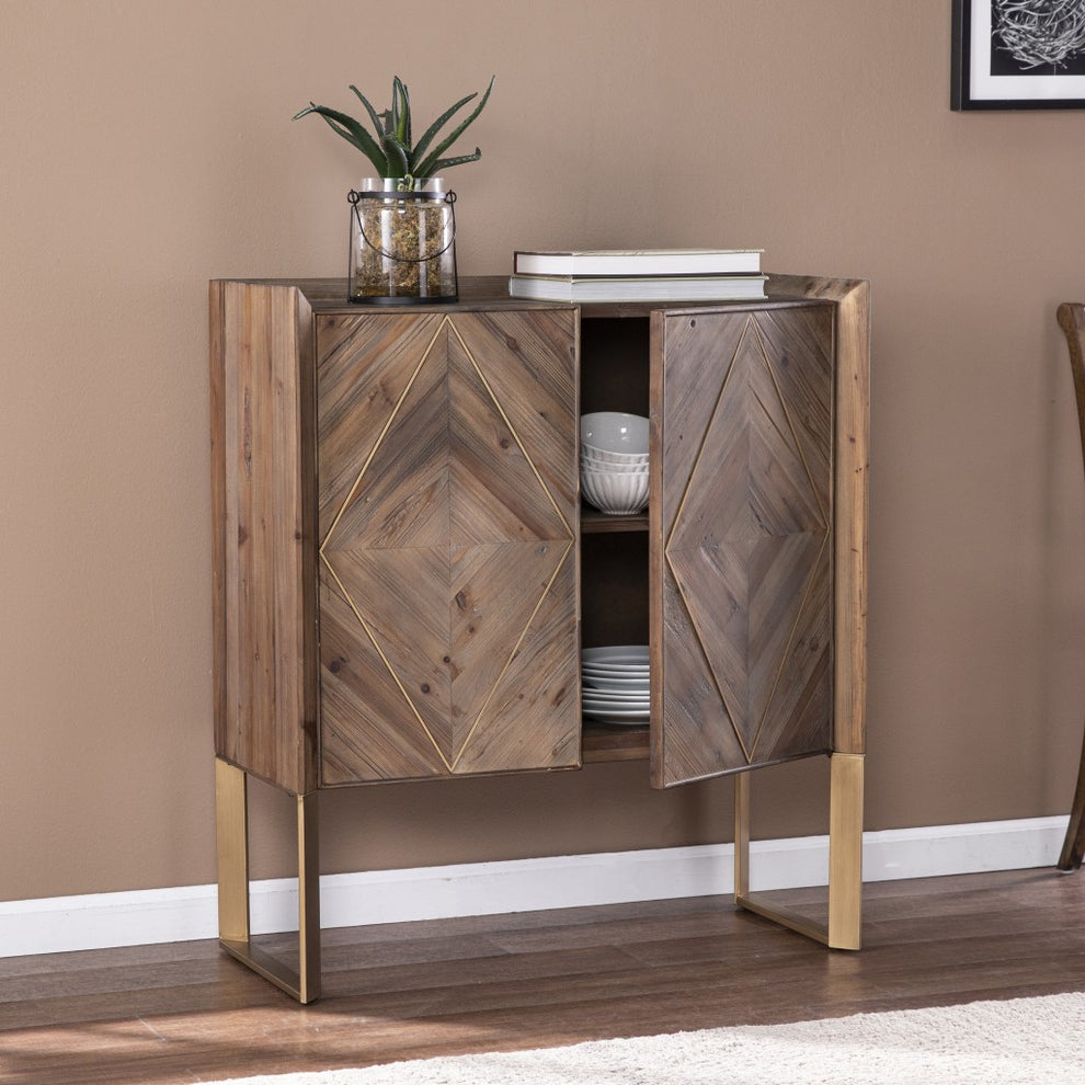 Mod Natural And Gold Reclaimed Wood Accent Cabinet By Homeroots | Cabinets | Modishstore - 3