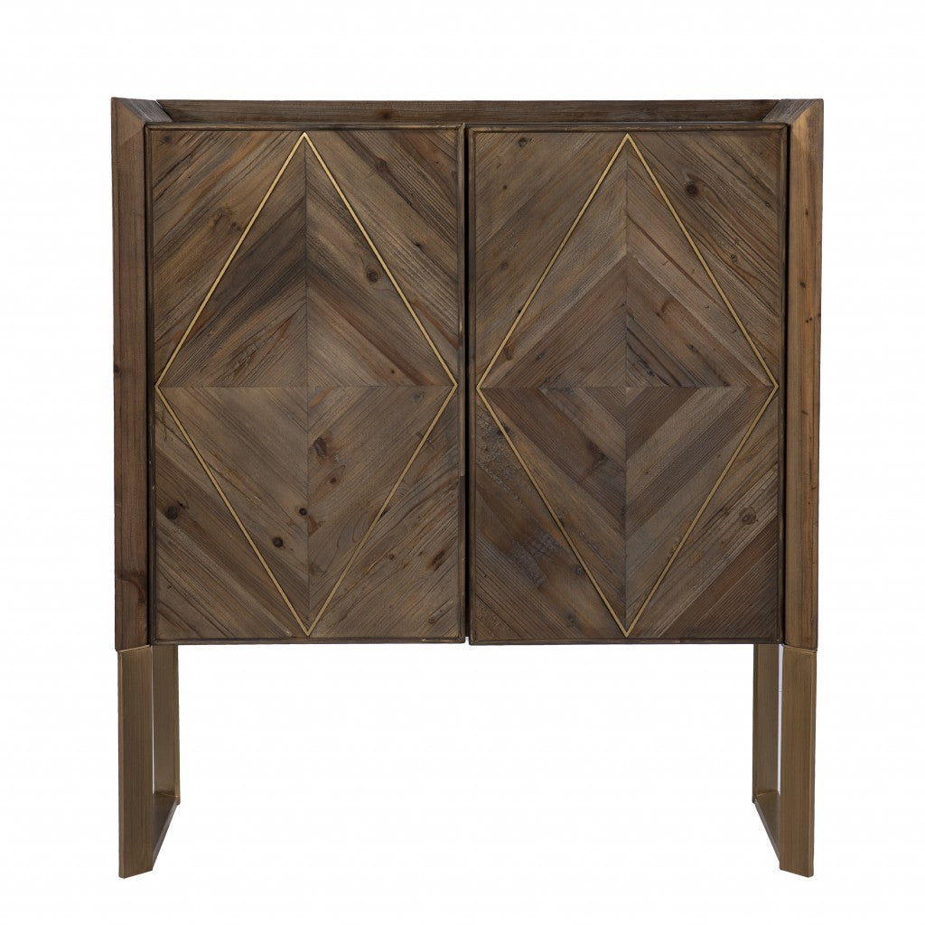 Mod Natural And Gold Reclaimed Wood Accent Cabinet By Homeroots | Cabinets | Modishstore - 4