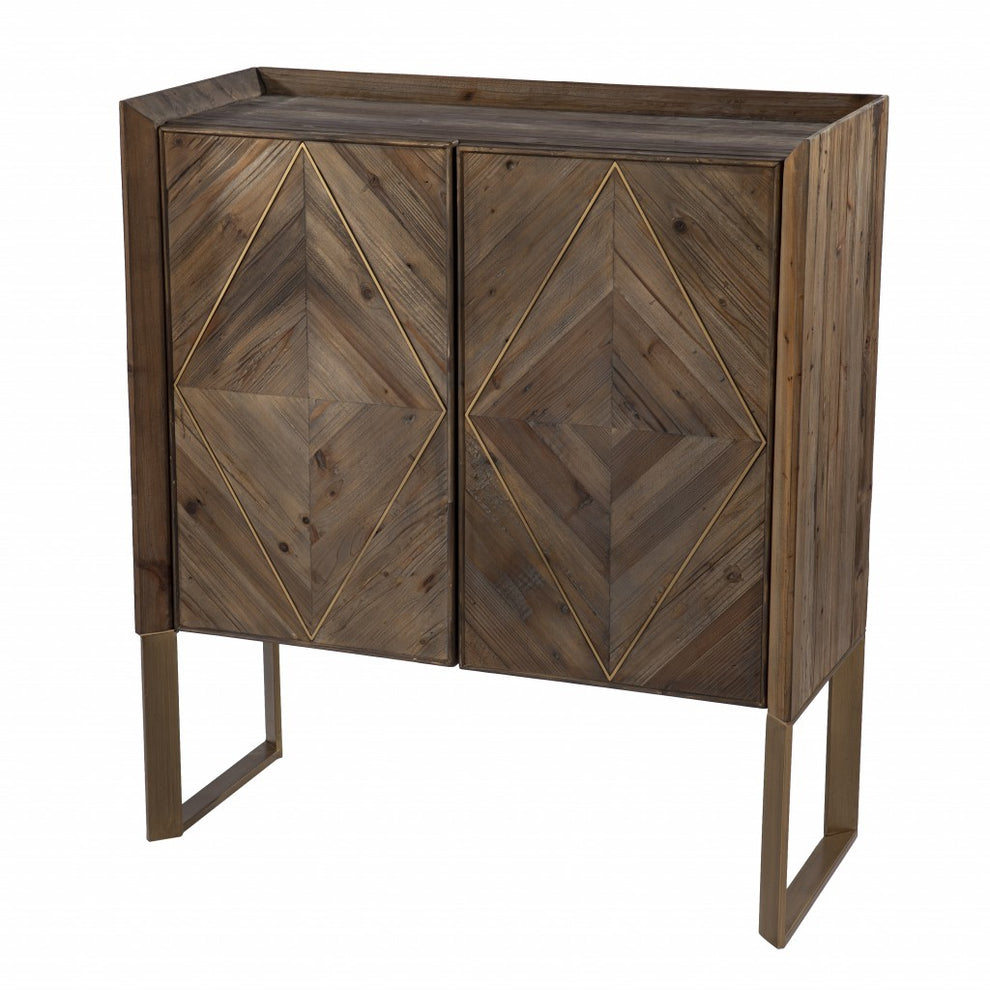 Mod Natural And Gold Reclaimed Wood Accent Cabinet By Homeroots | Cabinets | Modishstore - 5