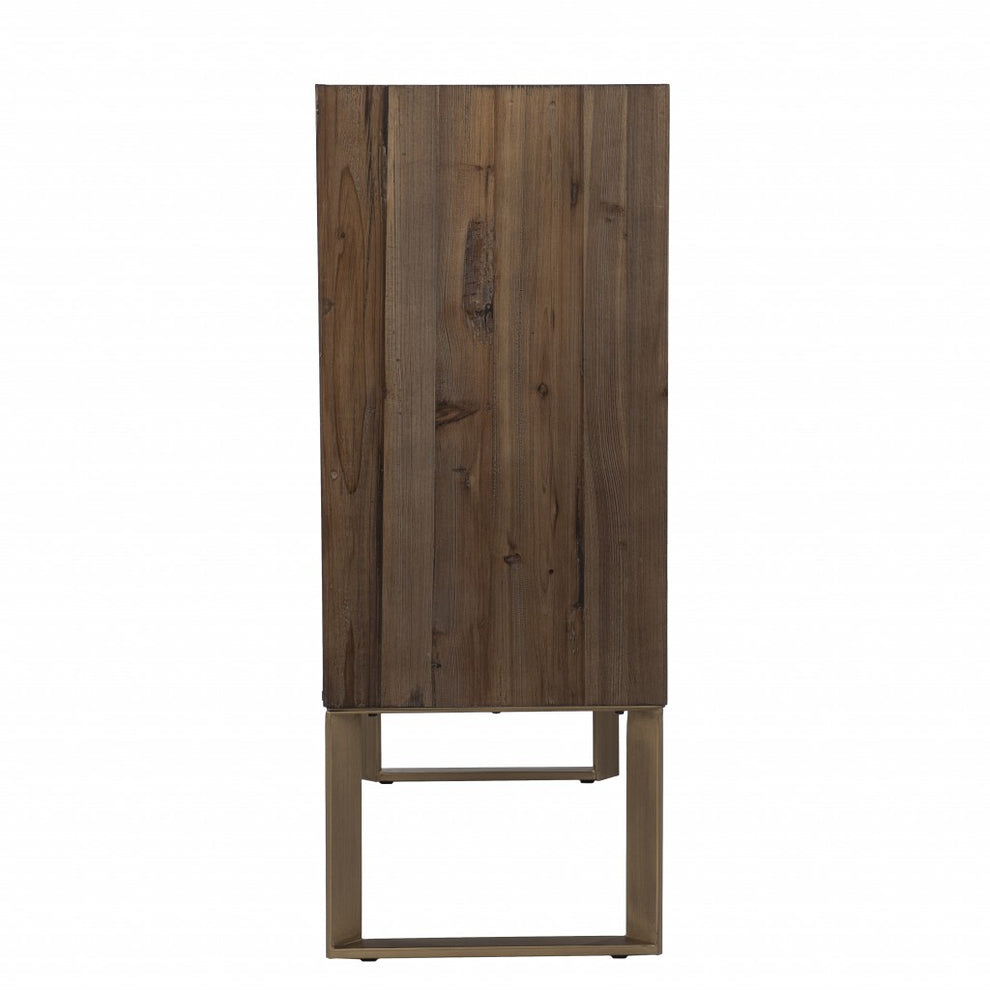 Mod Natural And Gold Reclaimed Wood Accent Cabinet By Homeroots | Cabinets | Modishstore - 6