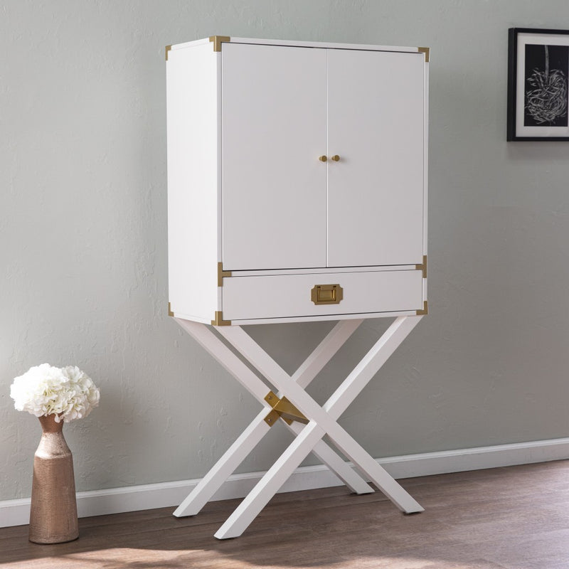 Campaign White And Gold Tall Bar Cabinet By Homeroots | Cabinets | Modishstore