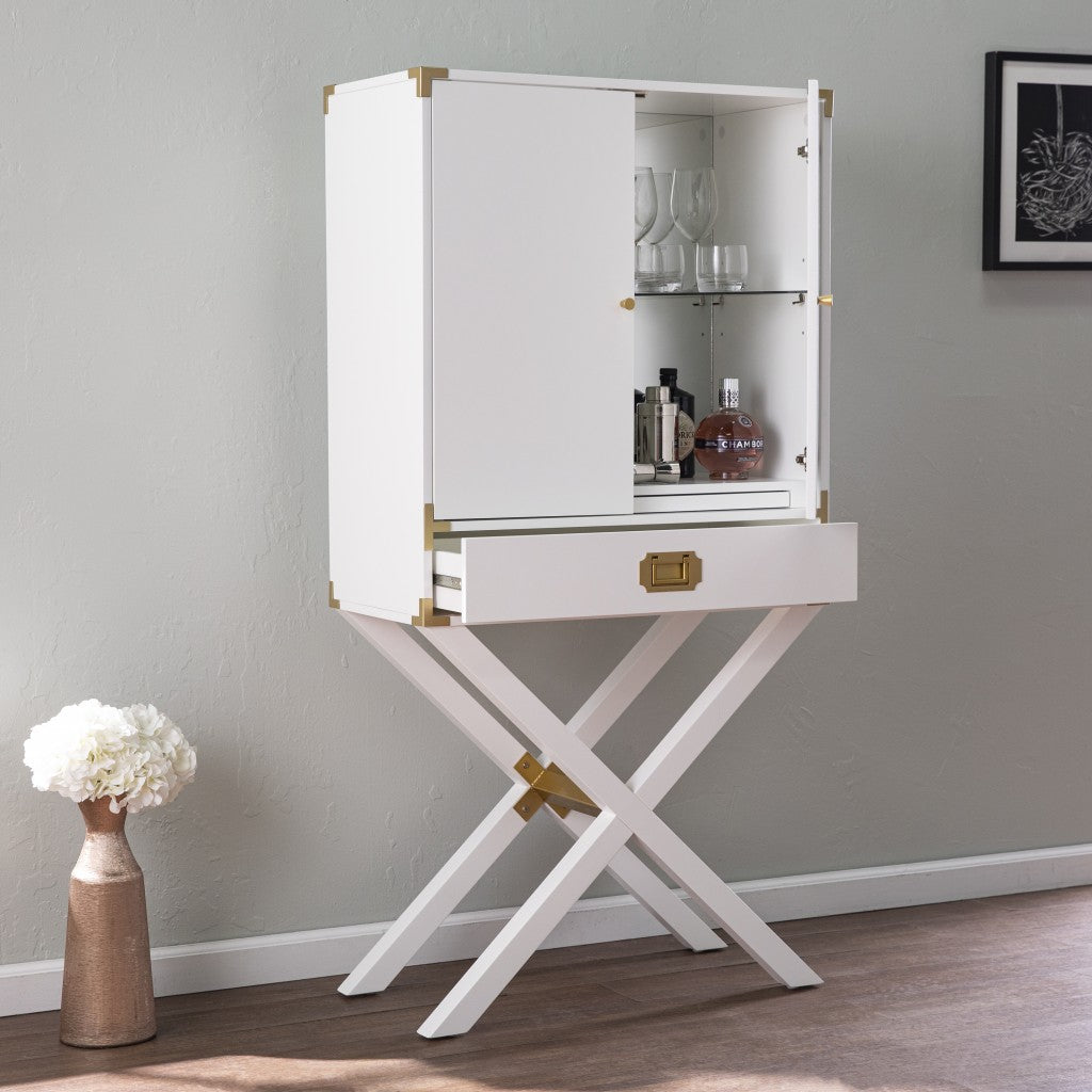 Campaign White And Gold Tall Bar Cabinet By Homeroots | Cabinets | Modishstore - 3