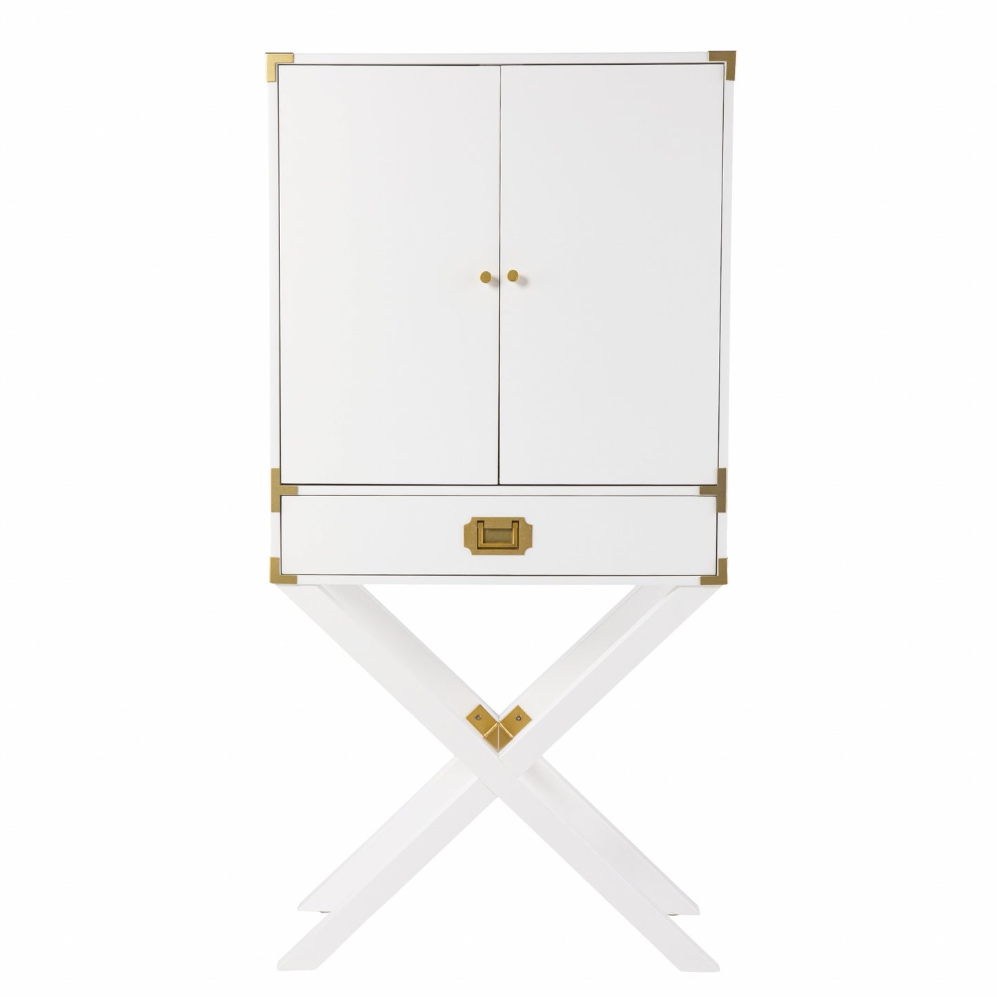 Campaign White And Gold Tall Bar Cabinet By Homeroots | Cabinets | Modishstore - 4