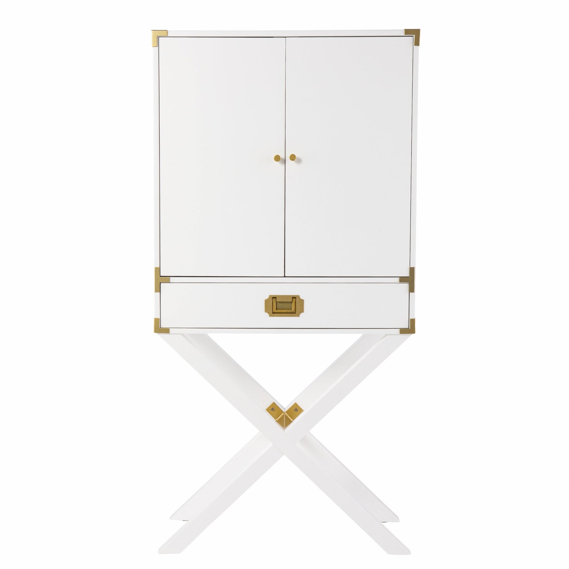Campaign White And Gold Tall Bar Cabinet By Homeroots | Cabinets | Modishstore - 4