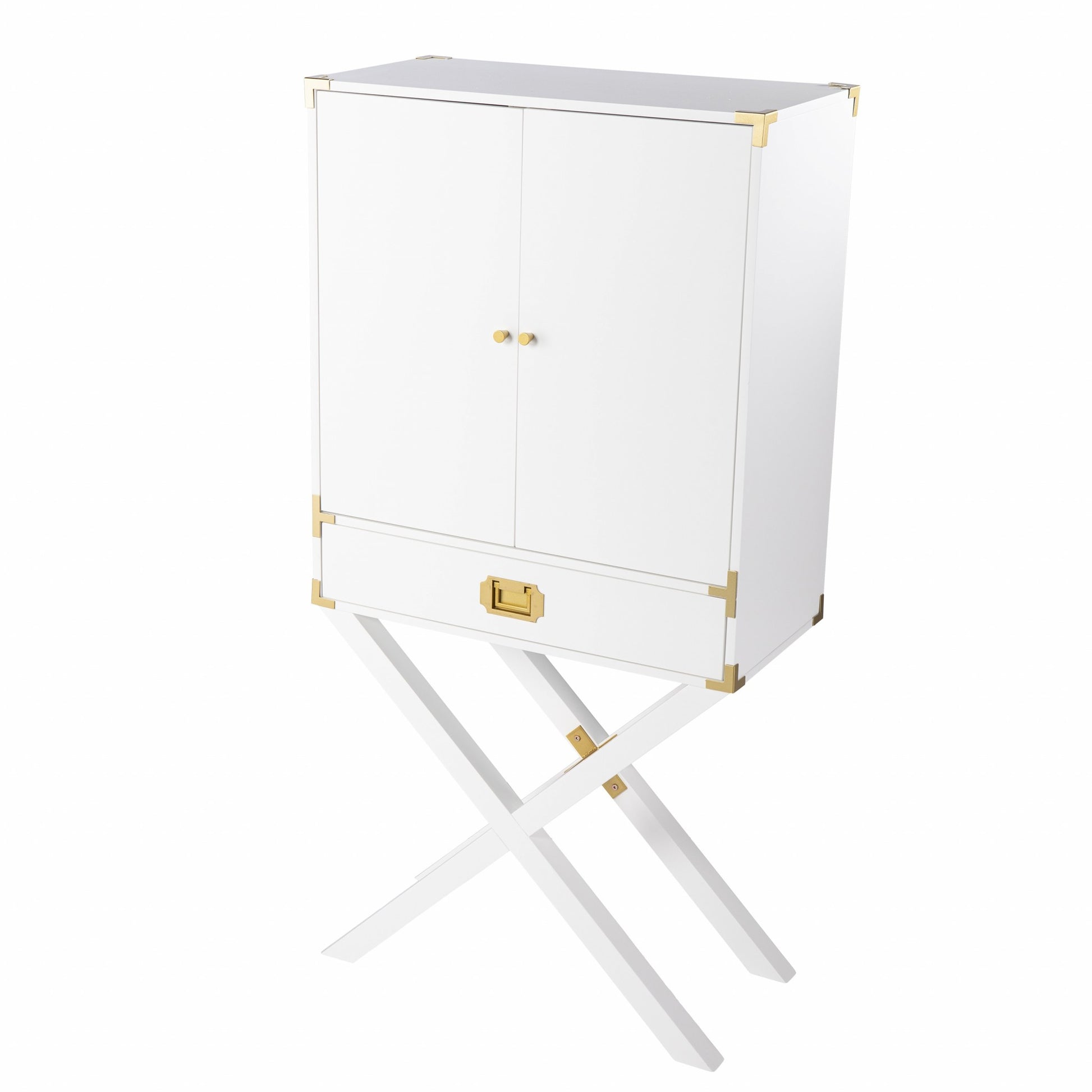 Campaign White And Gold Tall Bar Cabinet By Homeroots | Cabinets | Modishstore - 5