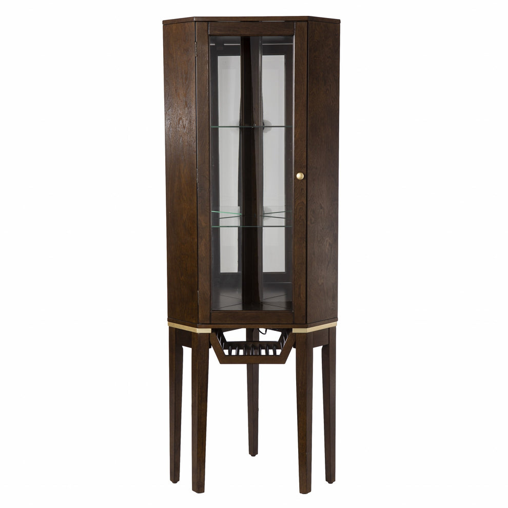 Fancy Tall Lighted Corner Curio Cabinet By Homeroots | Cabinets | Modishstore - 4