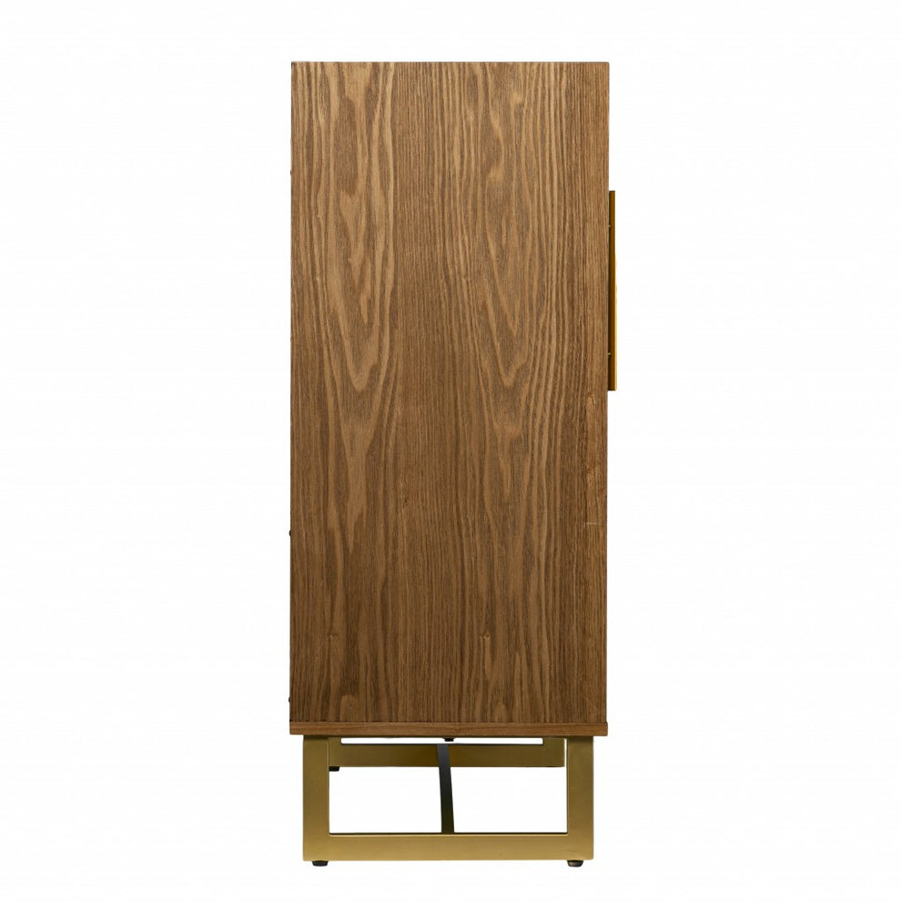 Retro Gold Natural And Faux Marble Wine Cabinet By Homeroots | Cabinets | Modishstore - 6