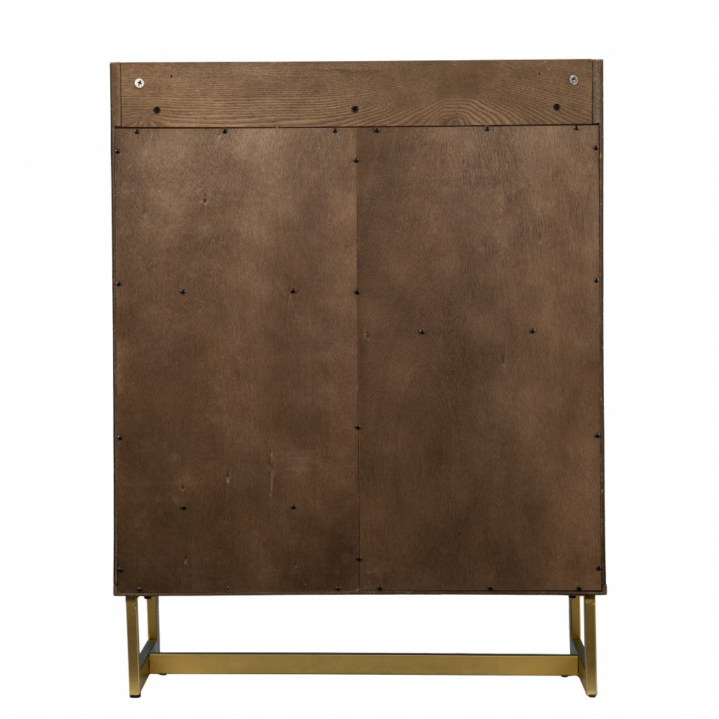 Retro Gold Natural And Faux Marble Wine Cabinet By Homeroots | Cabinets | Modishstore - 7
