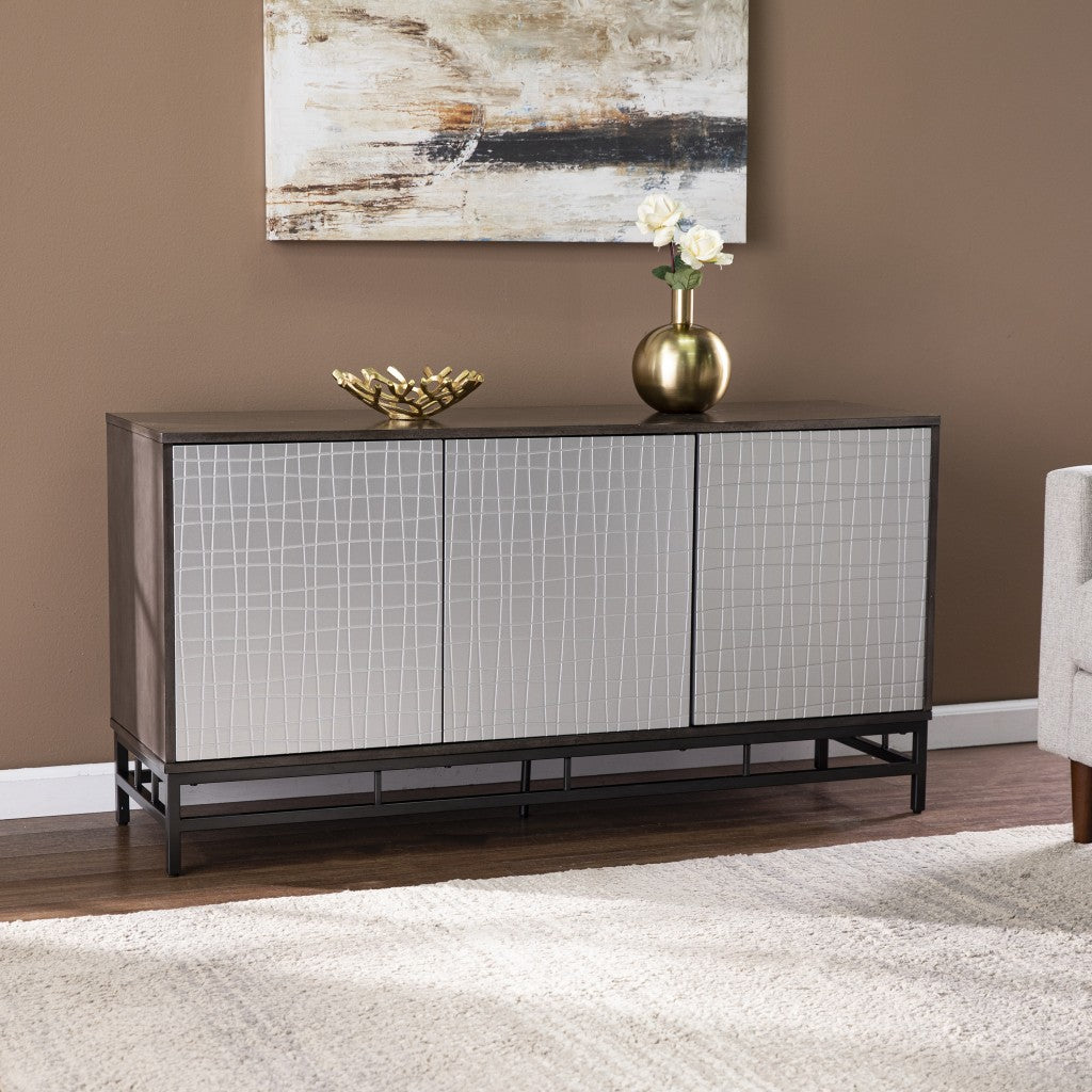 Contemporary Grid Lines Three Door Accent Cabinet By Homeroots | Cabinets | Modishstore