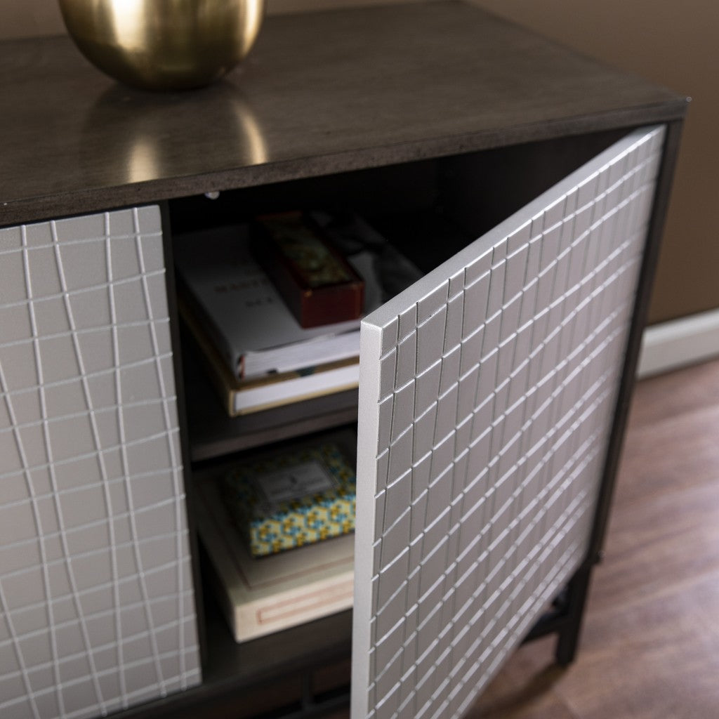 Contemporary Grid Lines Three Door Accent Cabinet By Homeroots | Cabinets | Modishstore - 2