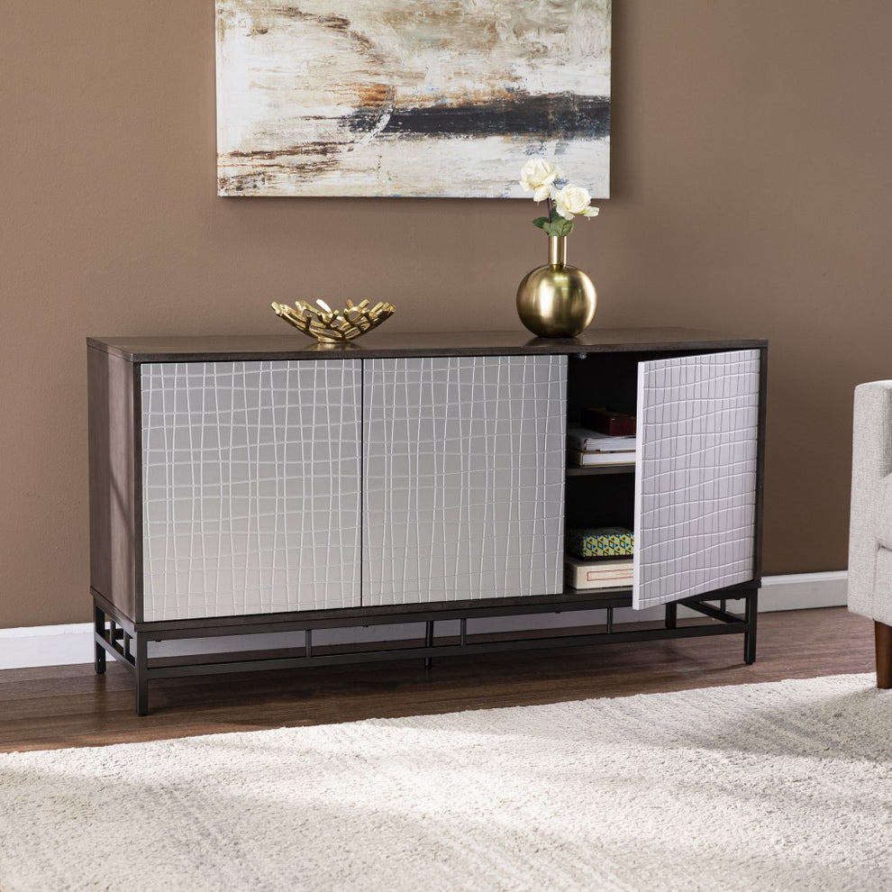 Contemporary Grid Lines Three Door Accent Cabinet By Homeroots | Cabinets | Modishstore - 3